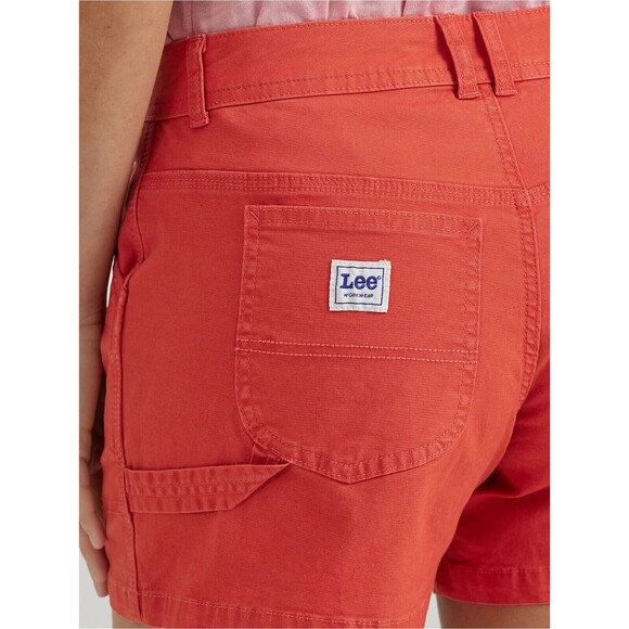 Lee Legendary Carpenter Shorts Womens 6 Coral Hammer Loop Cotton Stretch NEW - Picture 3 of 11
